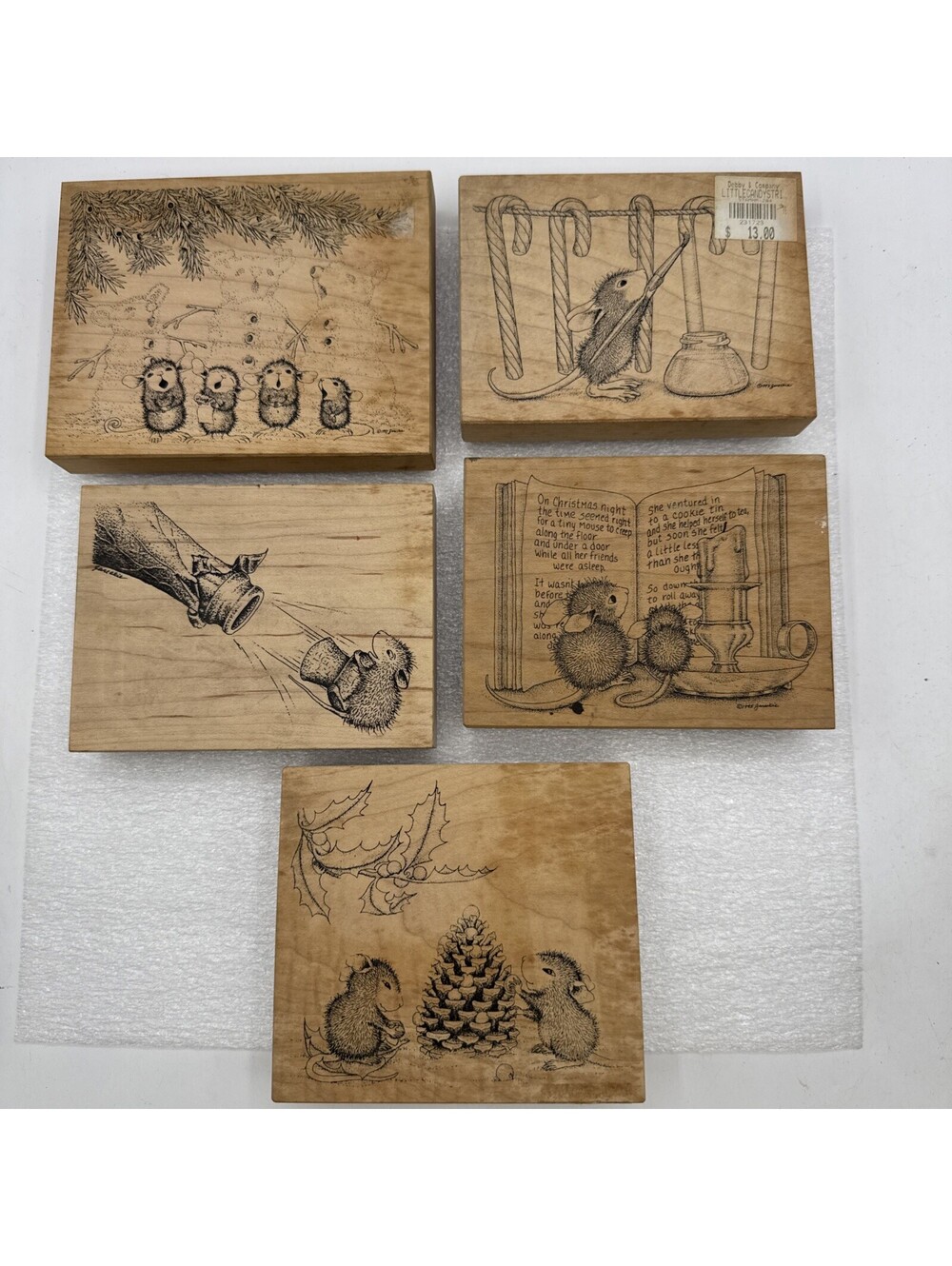 Lot 5 House Mouse Holiday Christmas Rubber Stamps Santa Rosa 1998 Quartet, Tale